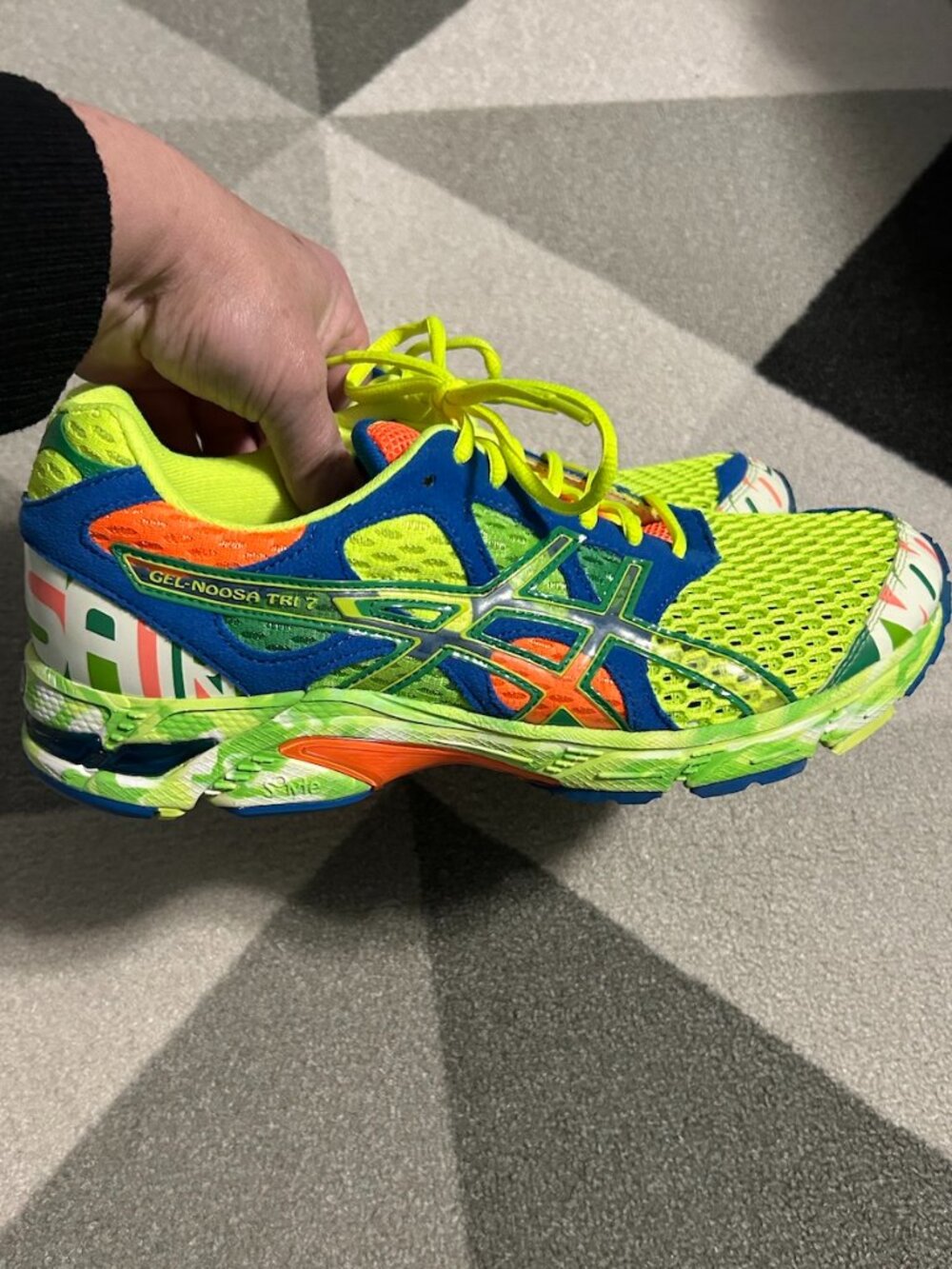 ASICS Gel-Noosa Tri 7 Running Shoes Neon Green/Multi Triathlon Glow Men's 9.5